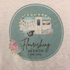 Flourishing in Faith camper vneck tee